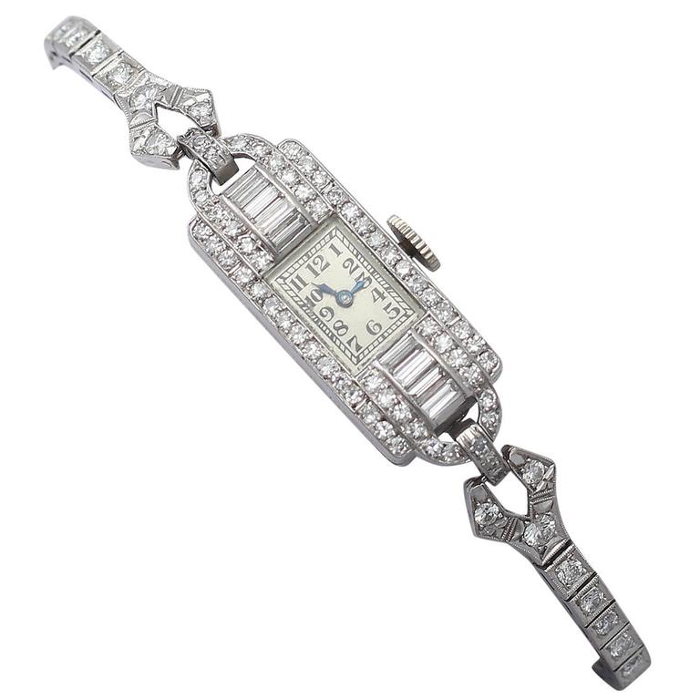 2.24Ct Diamond Ladies Cocktail Watch in Platinum Antique Circa 1930