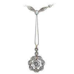 0.57 Ct Diamond, 18 k Yellow Gold, 18 k White Gold Set Pendant - Antique