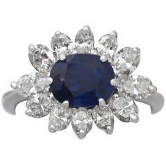 1970s French 1.85 Carat Sapphire and 1.56 Carat Diamond, 18k White Gold Ring 6