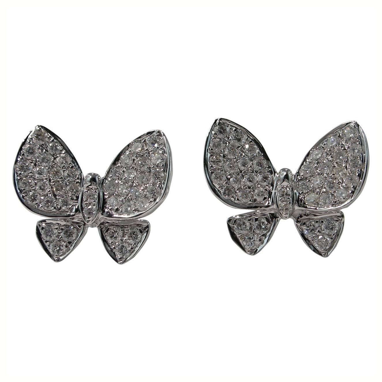 Jona Diamond White Gold Butterfly Earrings