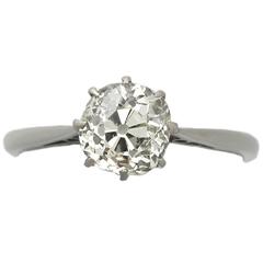 1900s 1.54 Carat Diamond and 18k White Gold Solitaire Ring 