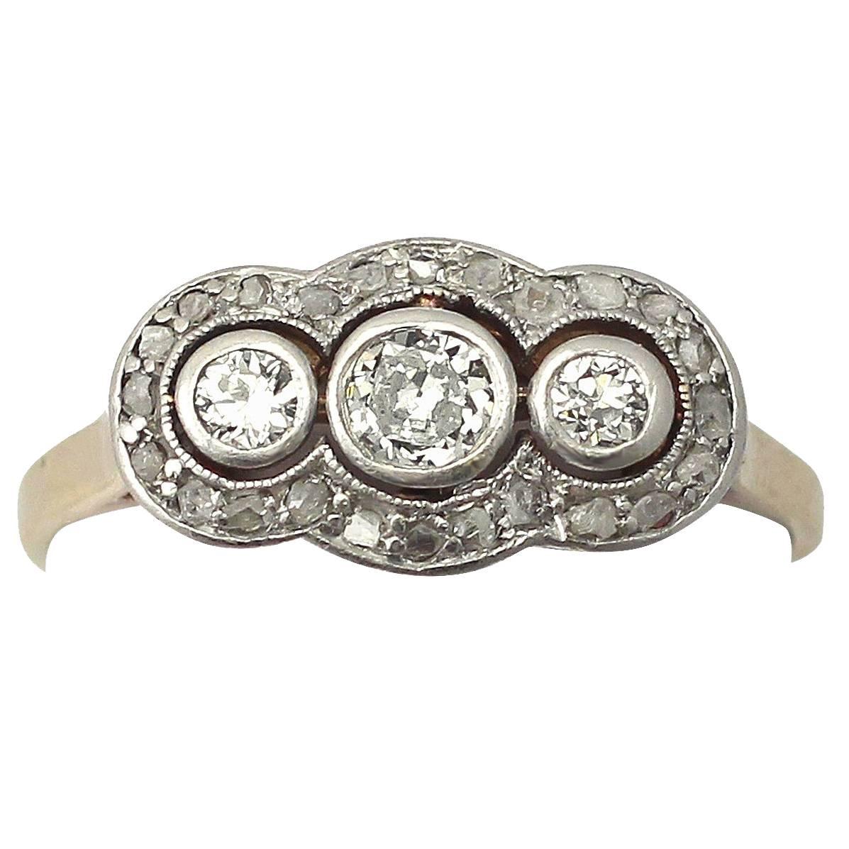 1910s Antique Diamond Gold platinum Cocktail Ring 