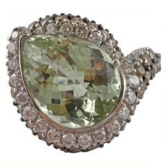 Jona Light Green Beryl Diamond Gold Ring 11
