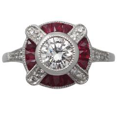 1940s Ruby and Diamond Platinum Cocktail Ring 12
