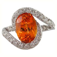 Jona Spessartite Garnet Diamond Gold Solitaire Ring 12