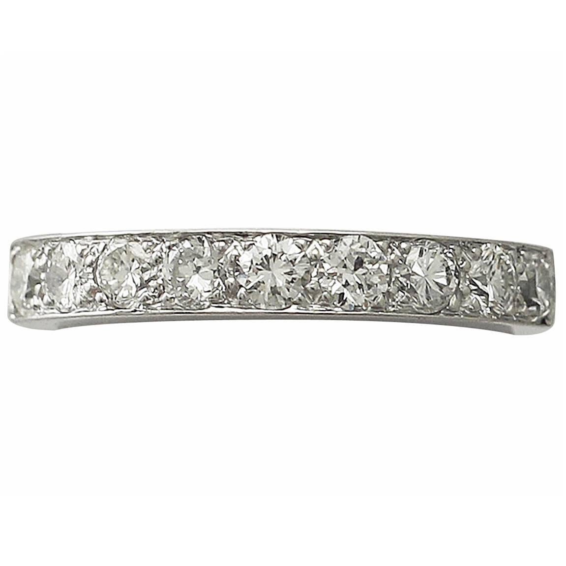 0.54Ct Diamond and Platinum Half Eternity Ring - Vintage Circa 1950