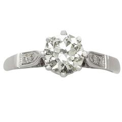 1940s 1.25 Carat Diamond and Platinum Solitaire Ring 2