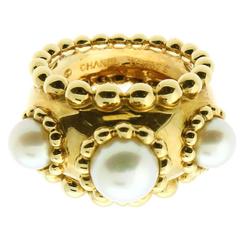 Chanel Pearl Gold Dome Ring