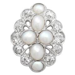 1900s Pearl and 1.73 Carat Diamond Gold Cocktail Ring 5