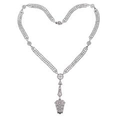 Diamond Platinum Pendant Watch and Sautoir 10