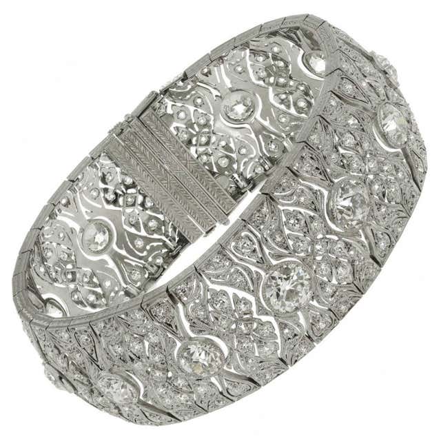 1920s Art Deco Diamond Platinum Filigree Bracelet For Sale at 1stDibs ...