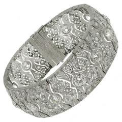 1920s Art Deco Diamond Platinum Filigree Bracelet