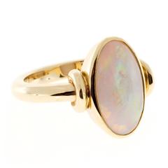 Peter Suchy Full Bezel Oval Opal Gold Ring