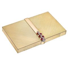 Cartier Paris Ruby Diamond Gold Cosmetics Case