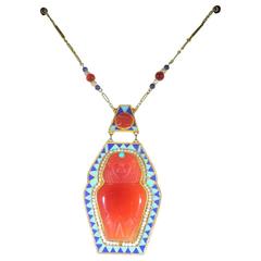  Art Deco Superb Egyptian Revival Pendant Necklace