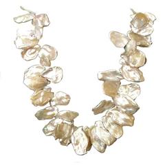 Retro Large Lustrous Keshi Pearls Necklace