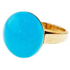 Robins Egg Blue Turquoise Yellow Gold Ring
