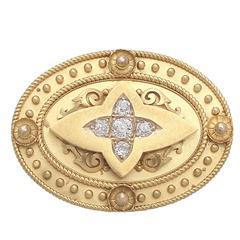 0.88Ct Diamond and 15k Yellow Gold Brooch / Locket - Antique Victorian 12