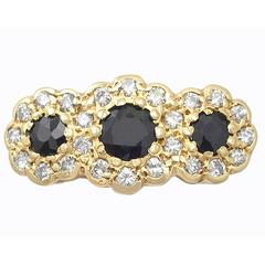 1980s Sapphire & Diamond Yellow Gold Cocktail Ring 4