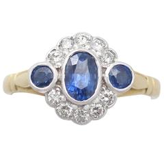 0.56Ct Sapphire & 0.38Ct Diamond, 18k Yellow Gold Dress Ring - Contemporary 10