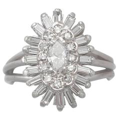 Vintage 1960s 1.35 Carat Diamond Gold Dress Ring 
