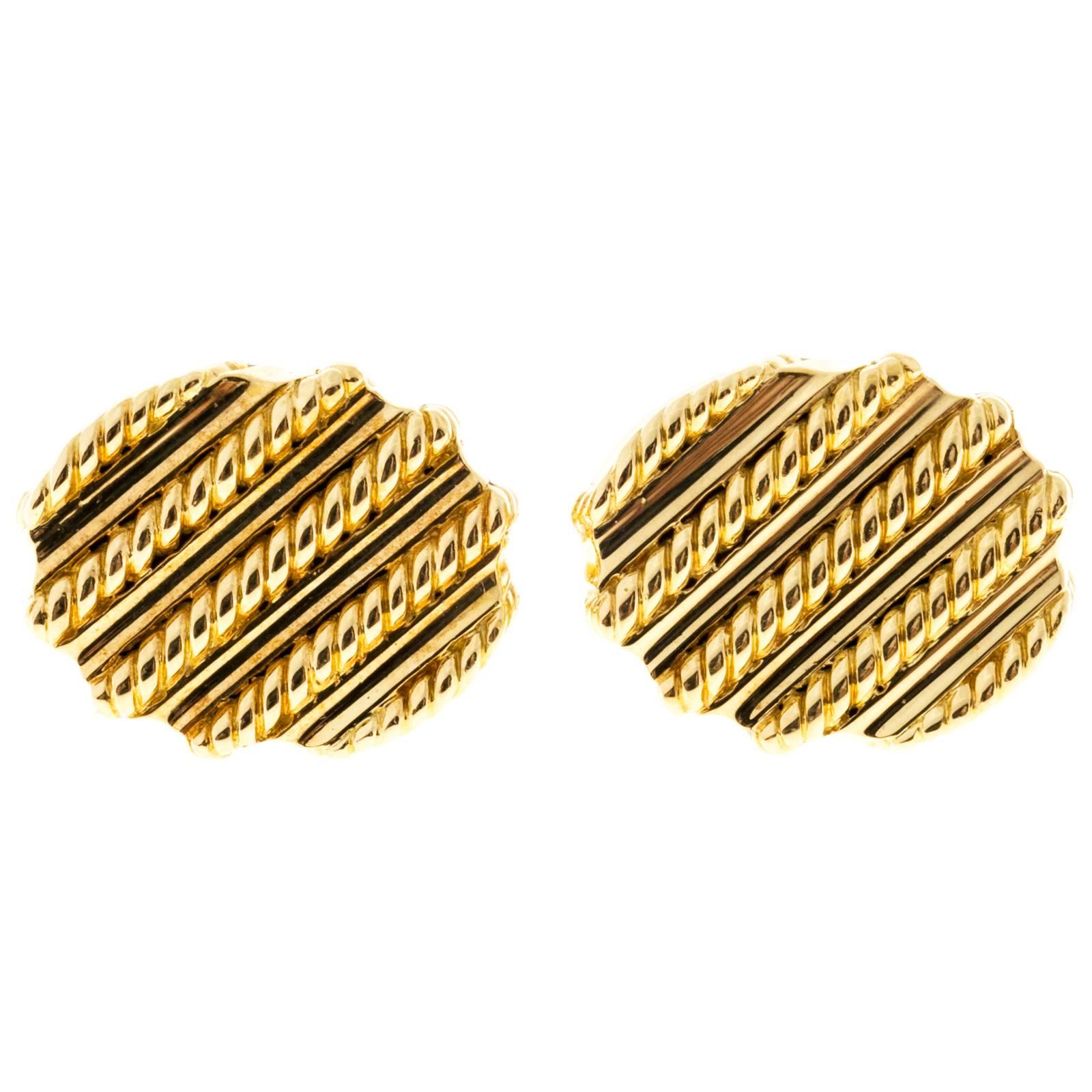 Tiffany & Co. Oval Gold Italian Twisted Wire Cufflinks