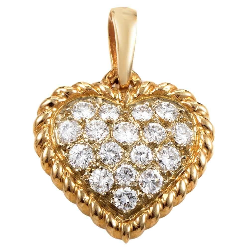 Van Cleef & Arpels Diamond Pave Gold Heart Pendant