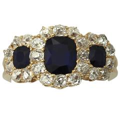 1910s 1.24 Carat Sapphire and 0.70 Carat Diamond, 18k Yellow Gold Dress Ring