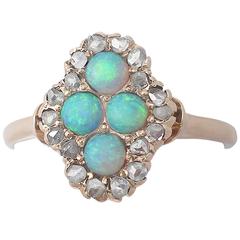0.22Ct Opal & 0.30Ct Diamond, 14k Yellow Gold Dress Ring - Antique Circa 1910 3