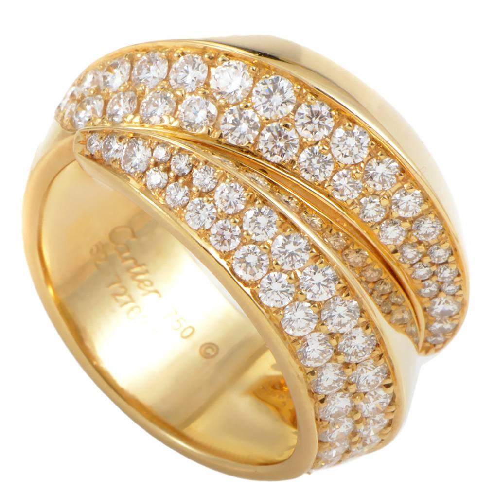 Cartier Split Diamond Gold Band Ring