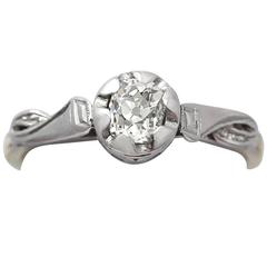 0.32Ct Diamond, 18k Yellow Gold, Platinum Set Solitaire Ring, Antique Circa 1930 6