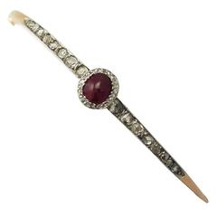 0.95Ct Ruby and 0.81Ct Diamond, 18k Rose Gold Bangle - Antique Victorian