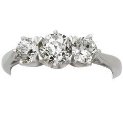 1.75Ct Diamond and Platinum Three Stone Ring - Antique and Contemporary