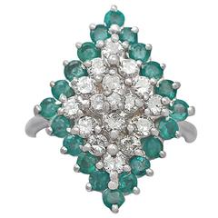 1975 Emerald & 1.36 Carat Diamond White Gold Cocktail Ring 10