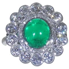 1920s Emerald Diamond Platinum Ring