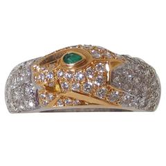 Cartier Emerald Diamond Gold Panther Band Ring