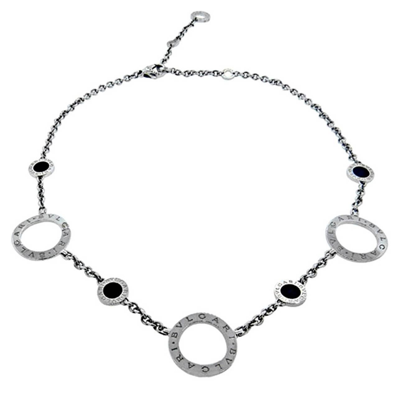 Bulgari Onyx Gold Chain Link Necklace