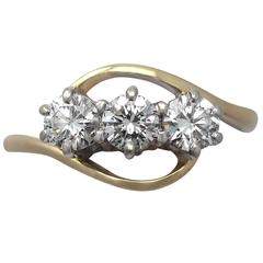0.65Ct Diamond and 18k Yellow Gold Trilogy Ring - Contemporary 1997 4