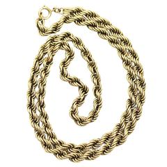 9k Yellow Gold Rope Twist Chain Necklace - Antique Victorian 7