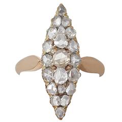 1880s French 1.62 Carat Diamond and Rose Gold Yellow Gold Cocktail Ring