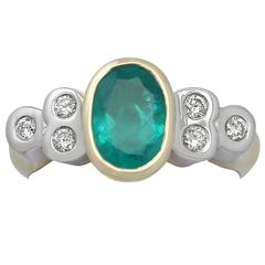 1.43 Carat Emerald & Diamond Yellow Gold Cocktail Ring 12