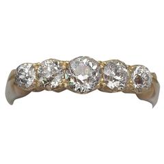 1.17Ct Diamond & 18k Yellow Gold Five Stone Ring - Antique Victorian 1896