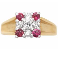 Ruby & Diamond Yellow Gold Cocktail Ring 12