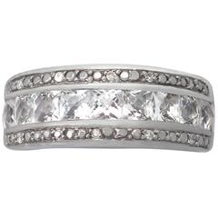 0.10Ct Diamond and 1.62k White Topaz 9k White Gold Ring - Contemporary 9
