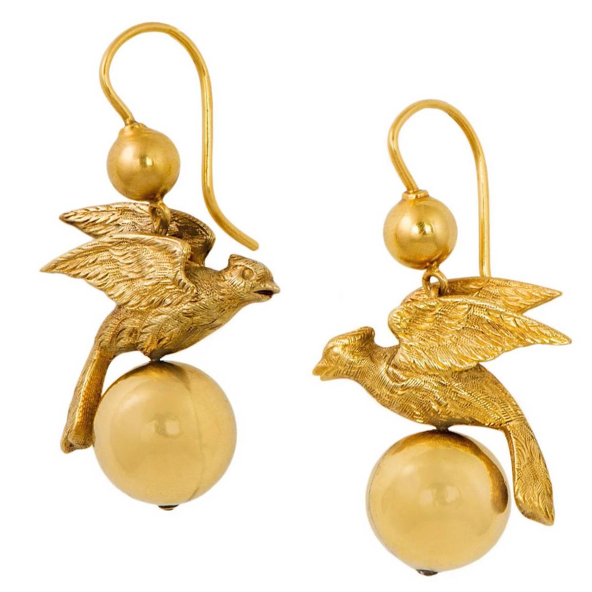 Victorian Gold Bird Earrings