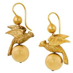 Victorian Gold Bird Earrings