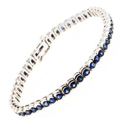 Cornflower Sapphire Semi Bezel Link Gold Bracelet