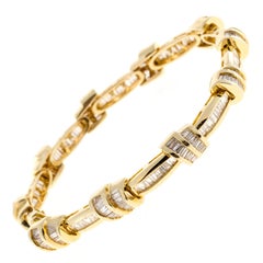 SRT Double Swirl Baguette Diamond Gold Bracelet
