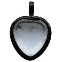 Antique Black Enamel Gold Heart Locket