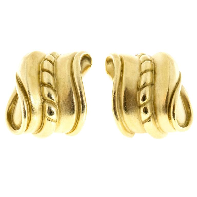 Kieselstein Cord Gold Clip Post Earrings For Sale at 1stDibs